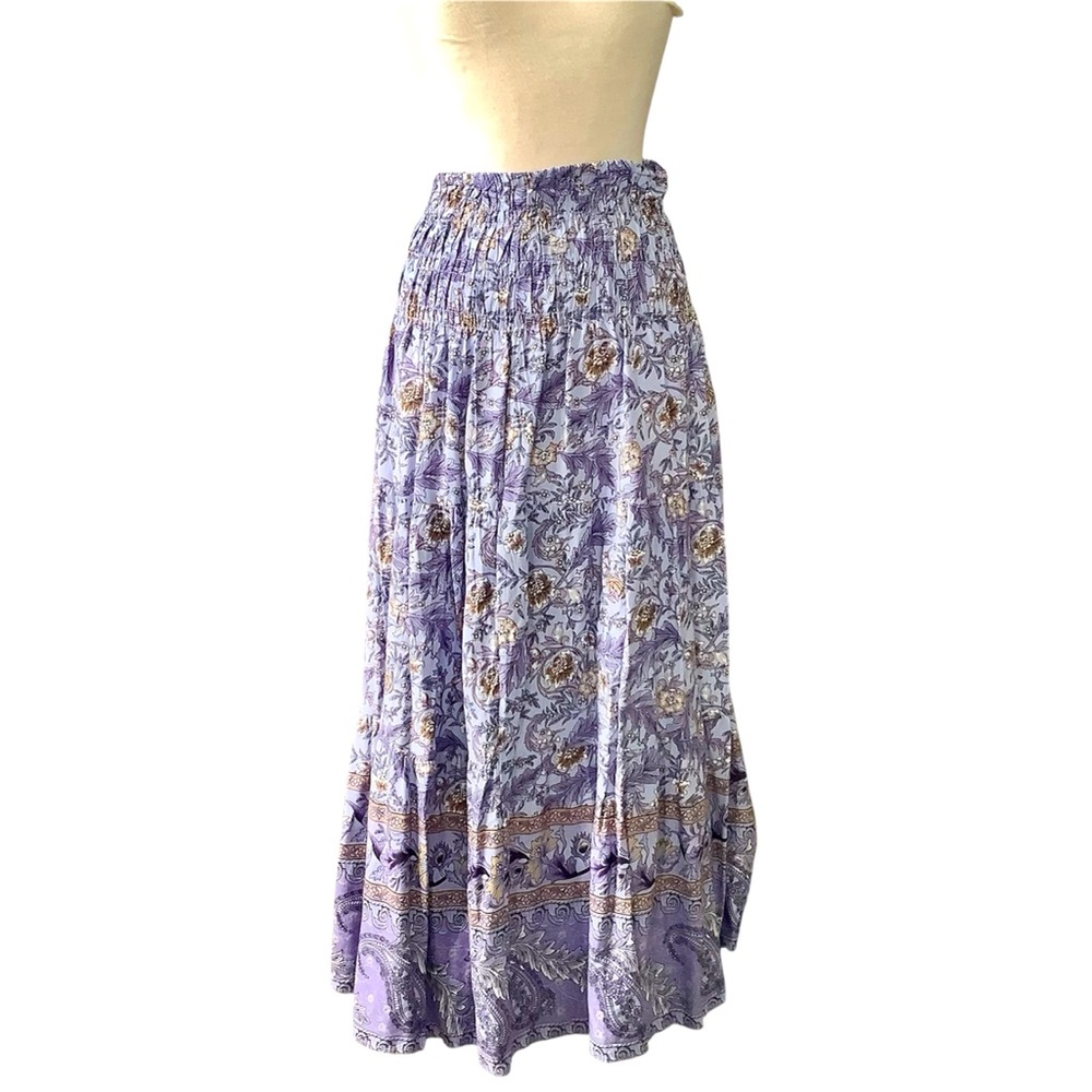 Floral Purple Rayon Maxi Skirt